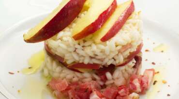 Ricetta bresaola: risotto con tartare Giò Porro e mele